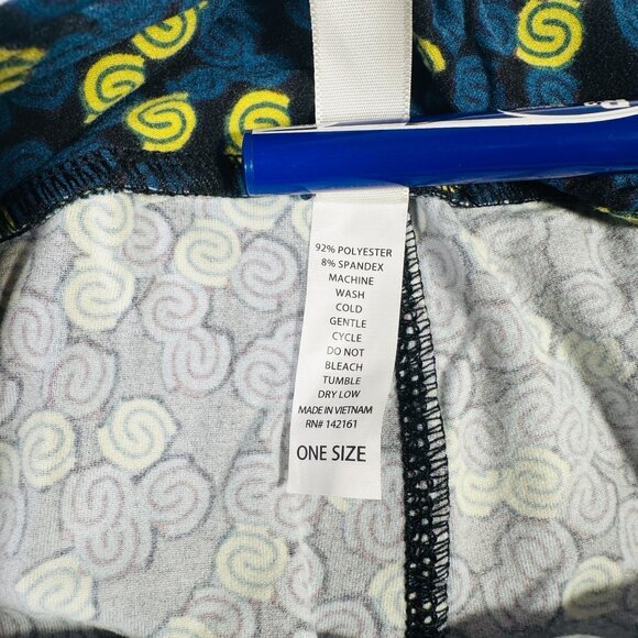 LuLaRoe Black Blue Yellow S Design Circles Squiggles NEW Leggings One Size OS - Picture 4 of 6
